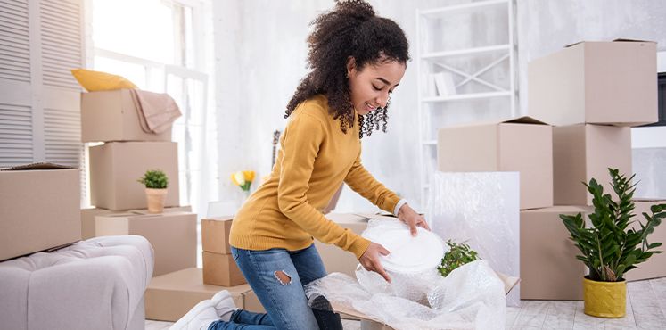 Verpacken von Glas und Porzellan